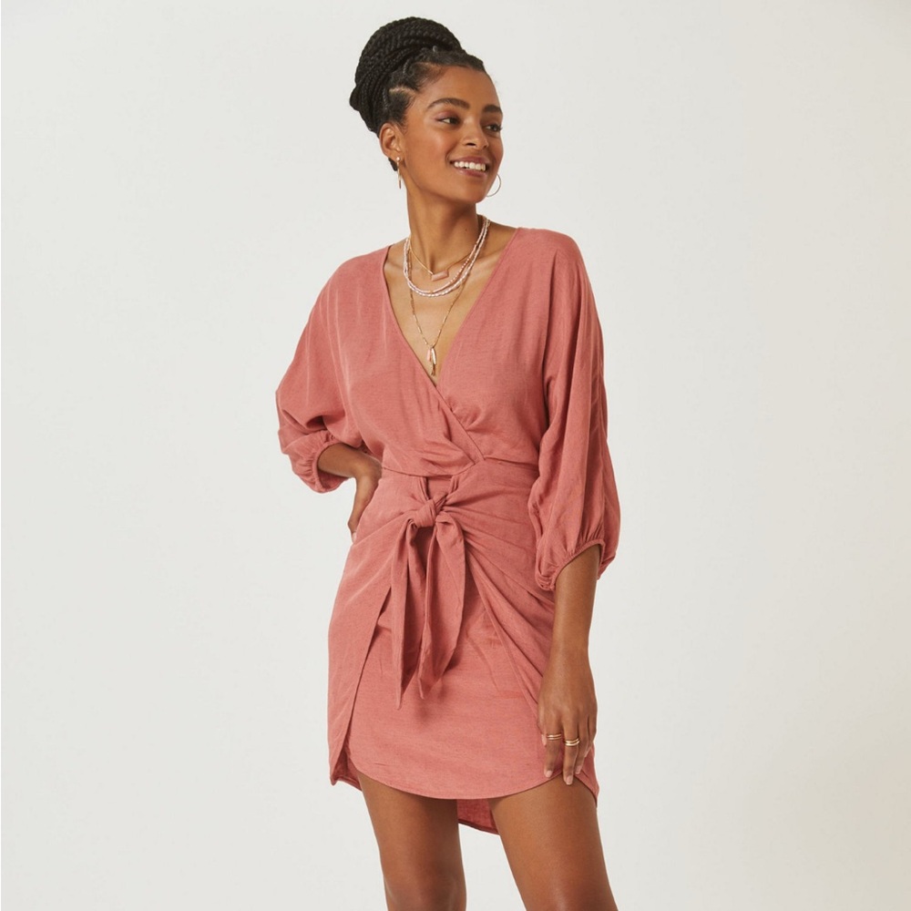 Like new! Anthropologie Puff-Sleeve Mini Wrap Dress
